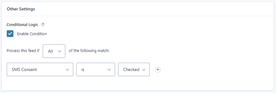 Screenshot of conditional logic setting.