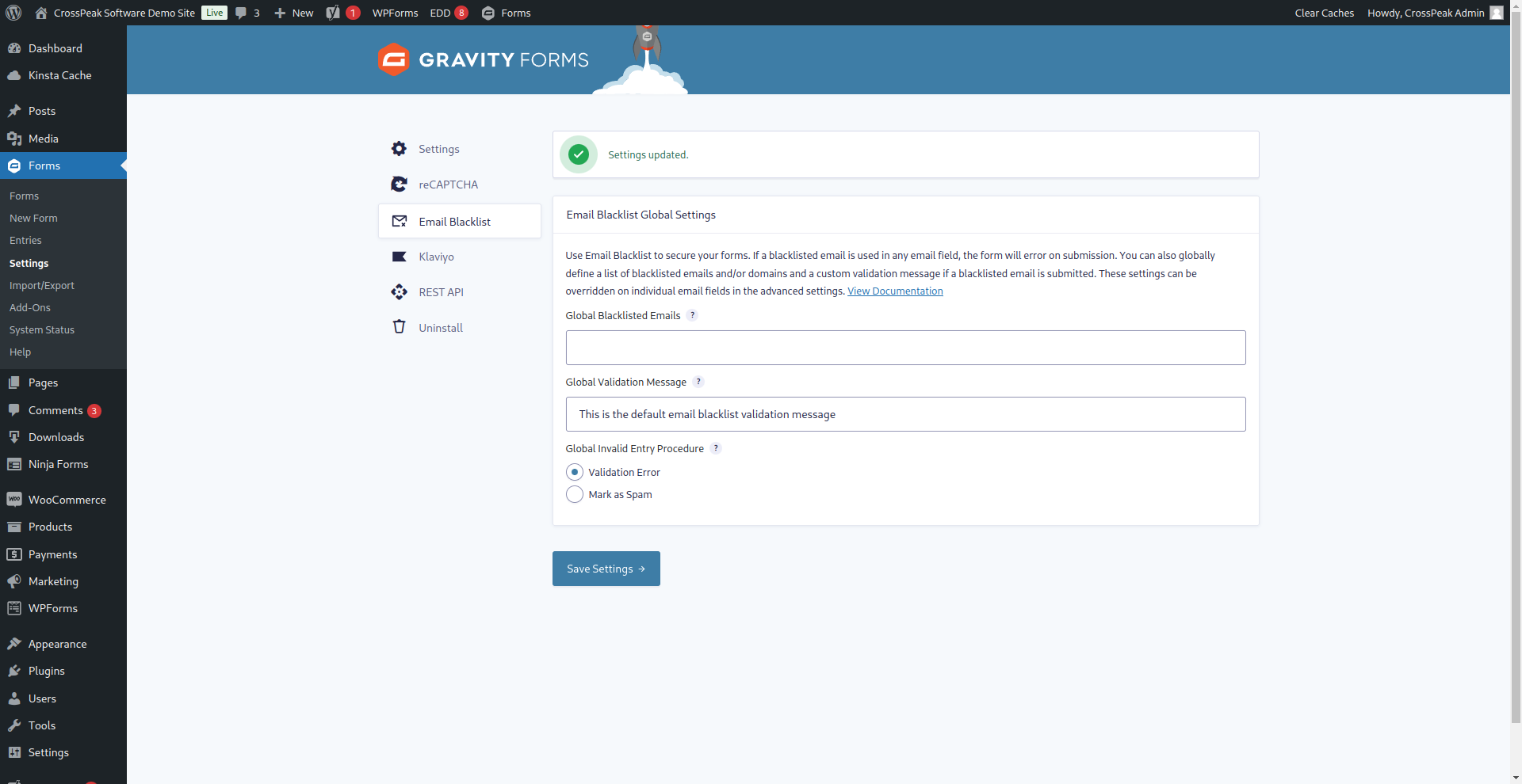 How to use Gravity Forms Email Blacklist plugin - CrossPeak Software